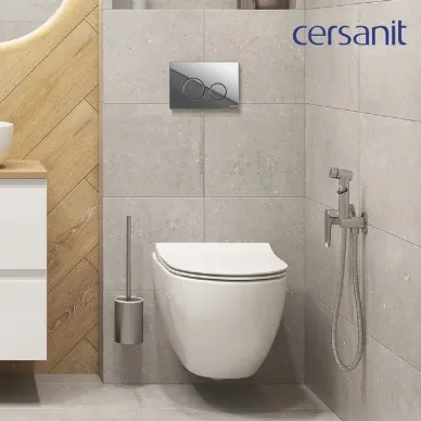 Инсталляция для подвесного унитаза Cersanit BRASKO 68302 с подвесным безободковым унитазом Brasko Smart, белый, сиденье микролифт, клавиша хром 11