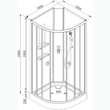 Душевая кабина DTO EM EM1590N 90x90x208 см, без крыши 13