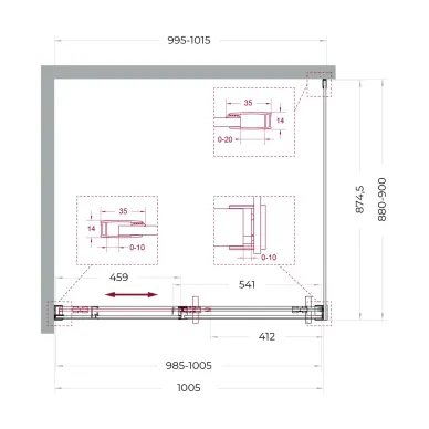 Душевой уголок BelBagno Soft Close-1 SOFT_CLOSE-1-AH-1-100/90-C-GM 100x90 см, оружейная сталь/прозрачное стекло 4