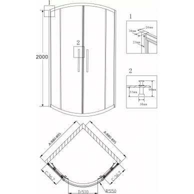 Душевой уголок Grossman Pragma (PR-90S) 90x90x200 см, серебро 5