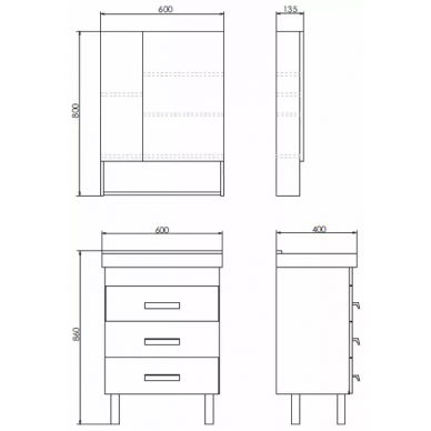 Тумба для ванной Comforty Никосия 60Н (60x86x40 см), белая глянцевая 6