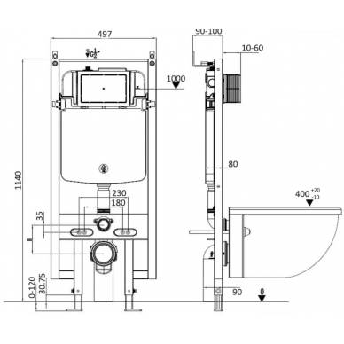Инсталляция Welt Wasser AMBERG 497 ST + GELBACH 004 GL-WT + AMBERG RD-CR в комплекте с унитазом, безободковый, с сидением микролифт 5