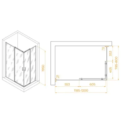 Душевой уголок RGW Passage PA-040B (120x80) профиль чёрный/ стекло матовое-сатинат 1