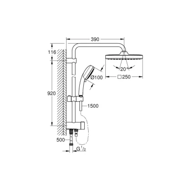 Душевая система Grohe Tempesta Cosmopolitan 26694000 хром 5