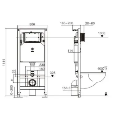Инсталляция Welt Wasser AMBERG 506 + MERZBACH 043 XL GL-WT + AMBERG RD-WT в комплекте с унитазом, безободковый, с сидением микролифт 5