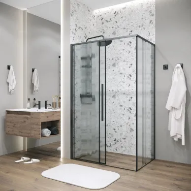 Душевой уголок Grossman Galaxy 120х90х195 см, левая, стекло шиншилла/профиль чёрный 7
