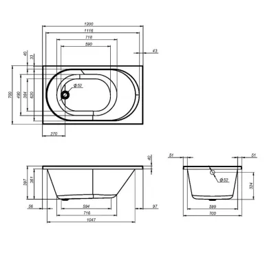 Ванна акриловая Am.Pm X-Joy W94A-120-070W-A 120х70 без гидромассажа 5