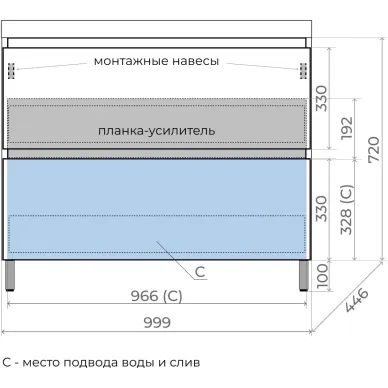 Тумба для ванной Style Line Манхэттен ЛС-00002368 100 см, напольная, белая матовая 8
