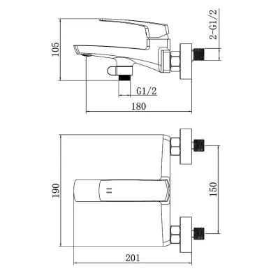 Смеситель для ванны Azario Conda AZ-K3011BN с лейкой, сатин матовый 7