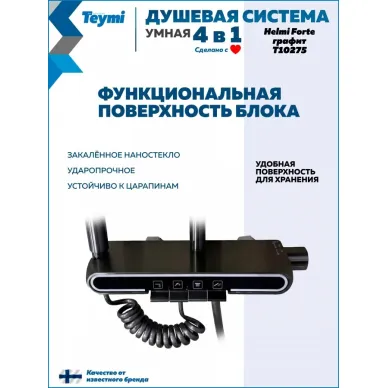 Душевая система Teymi Helmi Forte T10235 с умным смесителем, графит 11