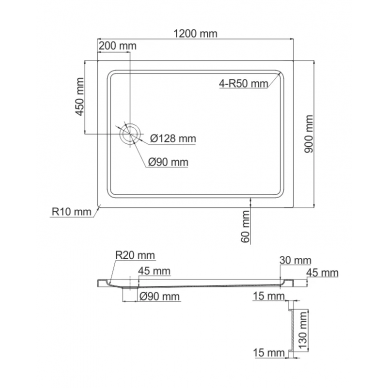 Поддон для душа Wasserkraft Amper 29Т (29Т07) (120x90) (прямоугольный) 1