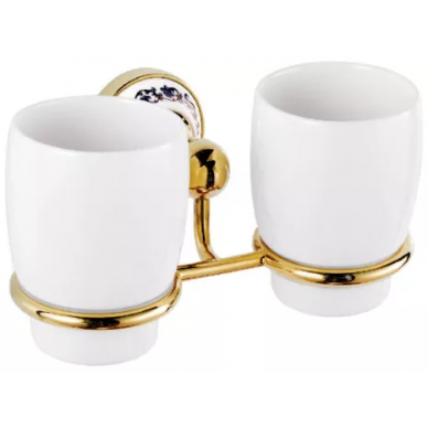 Стакан Fixsen Bogema Gold (FX-78507G) (двойной) с настенным держателем (золотым) 0
