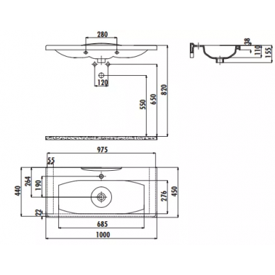 Раковина Creavit Luna (LN200-00CB00E-0000) белая (100 см) 1