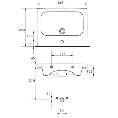 Раковина Cersanit Colour (S-UM-COL60/1-w) 60 см, белая 12