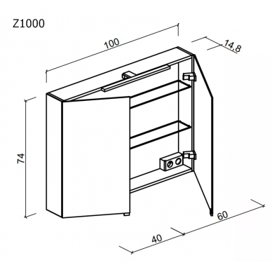 Зеркальный шкаф Sancos Hilton (Z1000) 100х74 см, с LED подсветкой 7