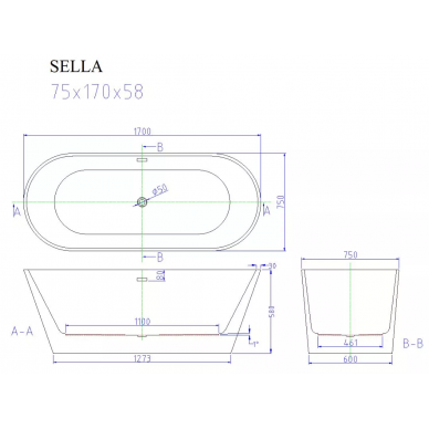 Акриловая ванна Cerutti SPA Sella (CT9040) (170х80) 6