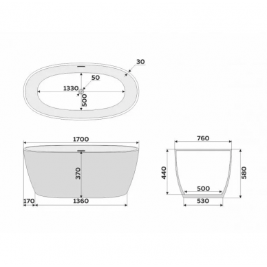 Акриловая ванна Delice Rondo (DLR440104P) (170х76) розовая матовая 6
