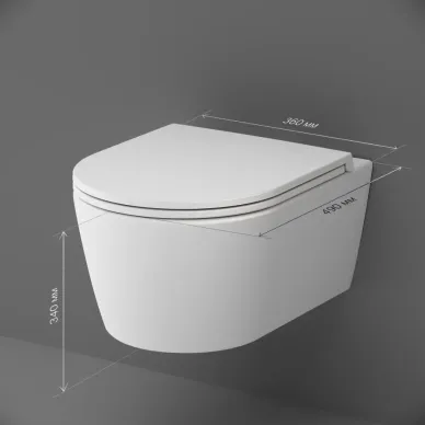 Чаша подвесного унитаза Am.Pm  Func FlashClean (C8F1700MWSC) безободковый, с микролифтом (белый матовый) 6