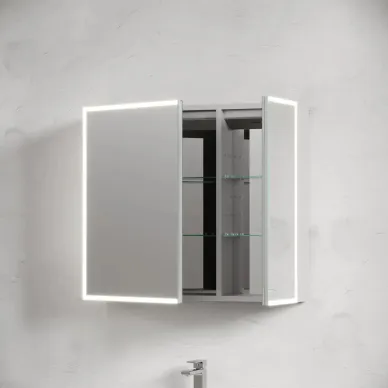 Зеркальный шкаф Sancos Evoke SC8080 80x70 см, с LED подсветкой, белый матовый 5