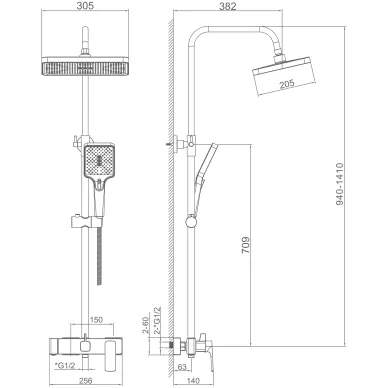 Душевая система Haiba HB24512 хром 6