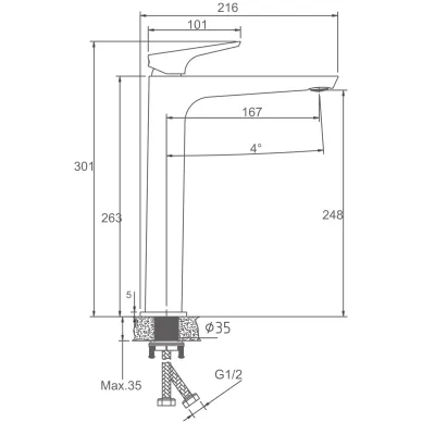 Смеситель для раковины Haiba HB11726-7 черный 5