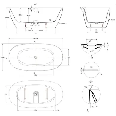 Акриловая ванна Vincea VBT-708-1600 160х80 см, белая 5