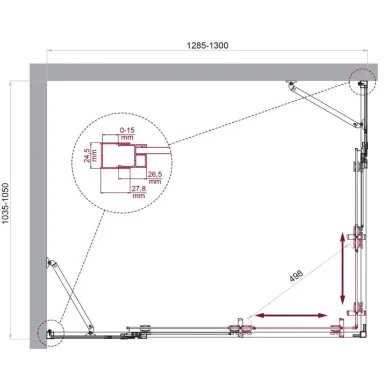 Душевой уголок BelBagno Luce LUCE-AH-22-130/105-C-Cr 130x105 см, хром/прозрачное стекло 5