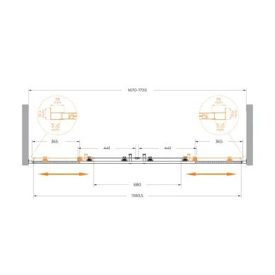 Душевая дверь Cezares Molveno MOLVENO-BF-2-170-C-GM-IV 170х195, профиль оружейная сталь/стекло прозрачное 5