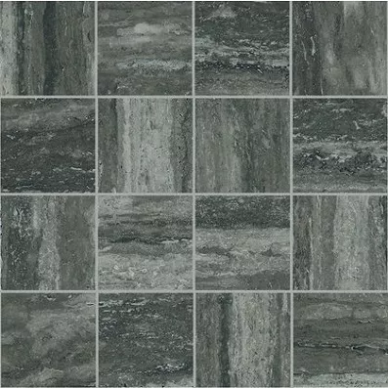 747779 Travertino Black Mosaico Glossy 7.5x7.5 6mm 30x30 0