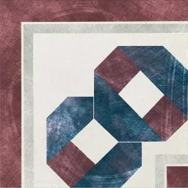 1036761 Via Emilia Angolo Greca Festone BIANCO-BORDEAUX PZ 20x20 0