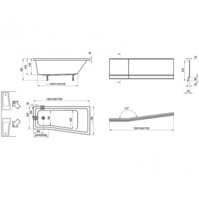 Акриловая ванна Ravak BeHappy II (C951000000) 170х75 Р 6