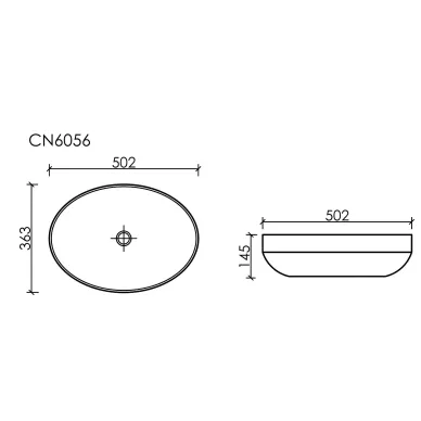 Раковина накладная Ceramicanova Element (CN6056MB) (50.2 см) чёрная матовая 7