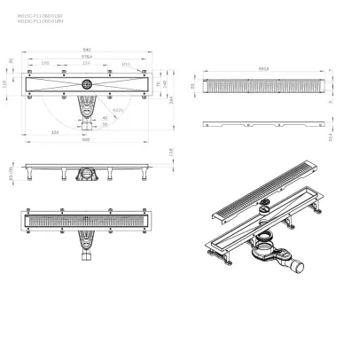 Душевой лоток Am.Pm MasterFlow (W01SC-P11-060-01SB) (600мм) универсальный затвор Cut Gradient 11