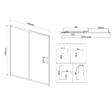 Душевая дверь Vincea City VDS-5CT150CLB 150x195 см, профиль черный/стекло прозрачное 5
