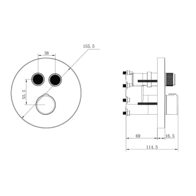 Душевая система Vincea Inspire VSFW-3I22MT2RGM встраиваемая с термостатом и полочкой, вороненая сталь 10