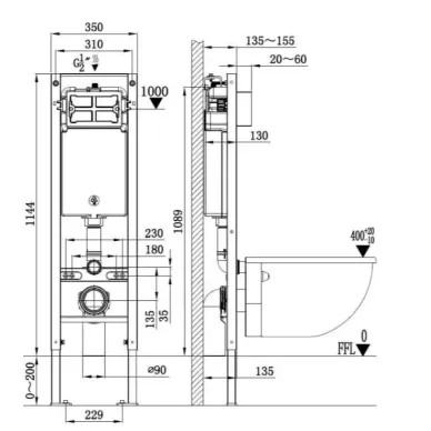 Инсталляция Welt Wasser AMBERG 350 + MERZBACH 041 MT-GR + AMBERG RD-MT CR в комплекте с унитазом, безободковый, с сидением микролифт 5