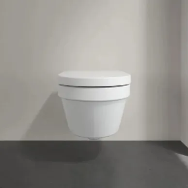 Villeroy&Boch Architectura Унитаз подвесной 37x53см, безободковый, сиденье микролифт, CeramicPlus, цвет: альпийский белый  4694HRR1 7