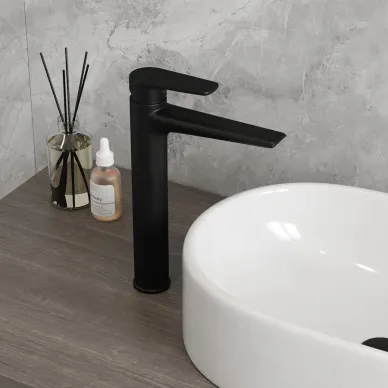 Смеситель для раковины Teymi Kati T10218 высокий излив, чёрный матовый 5