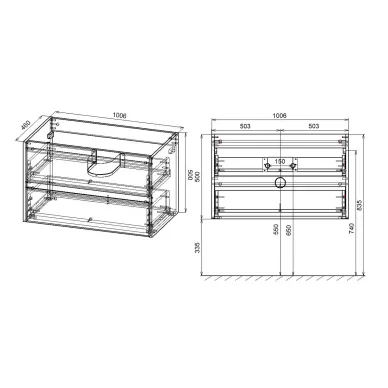 Тумба для ванной Vincea Gio VMC-2G100CO 100x46 см, подвесная, C.Oak 6