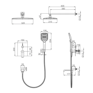 Душевая система Splenka S31 S31.27.06 черная 1