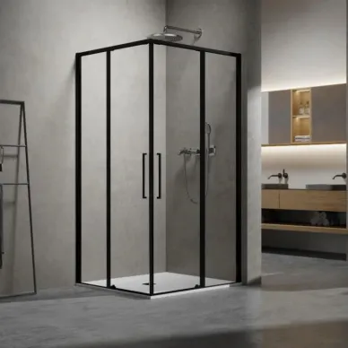 Душевой уголок Vincea Slim 8mm VSS-6SL9010CLB 100х90х200 см, профиль чёрный/стекло прозрачное 0