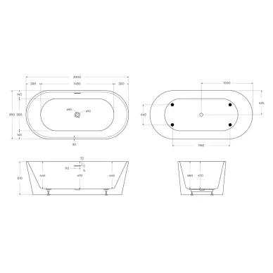 Акриловая ванна BelBagno BB416-2000-850 200x85 4