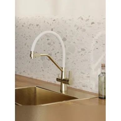 Смеситель для кухни Teymi Solli T10273 золото/белый 7
