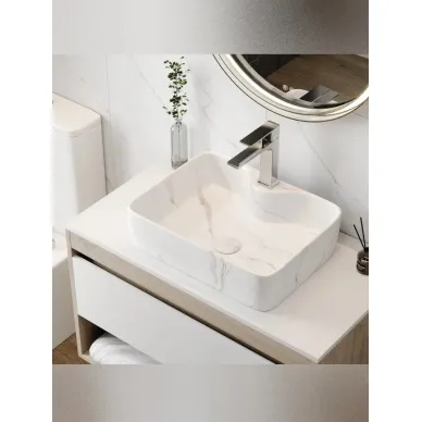 Раковина накладная Teymi Helmi S T50284 48x37, мрамор белый 6