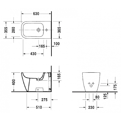 Биде напольное Duravit Happy D.2 (2259100000) 1