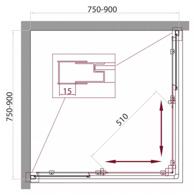 Душевой уголок BelBagno Unique A2 (75-90 см) (матовое стекло) 5