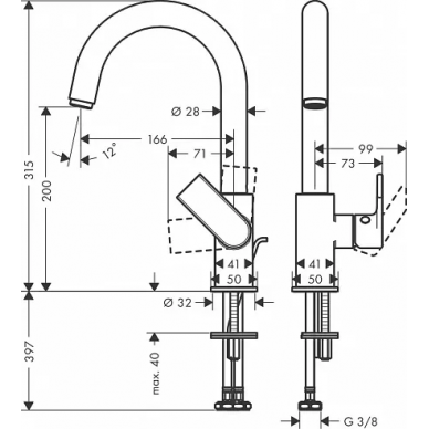 Смеситель для раковины Hansgrohe Vernis Shape (71564000) хром 1