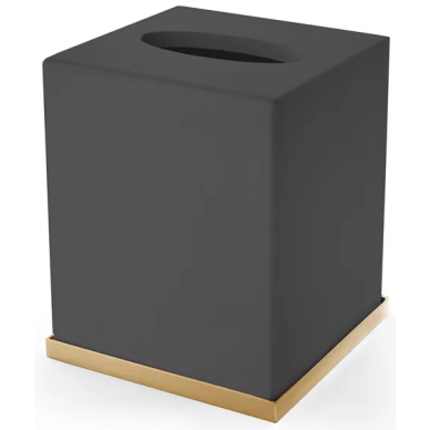 Контейнер для бумажных салфеток 3SC Mood Deluxe Black (MDN71AGD) (черный матовый/золото 24к) настольный 0