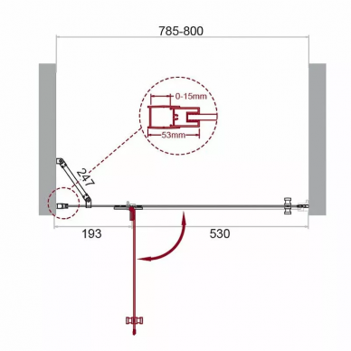Душевая дверь BelBagno Kraft 80 (KRAFT-B-12-60/20-C-Cr-L) левая, профиль хром/стекло прозрачное 6