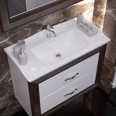Тумба для ванной Opadiris Карат 80 белый (серебрянная патина) 5